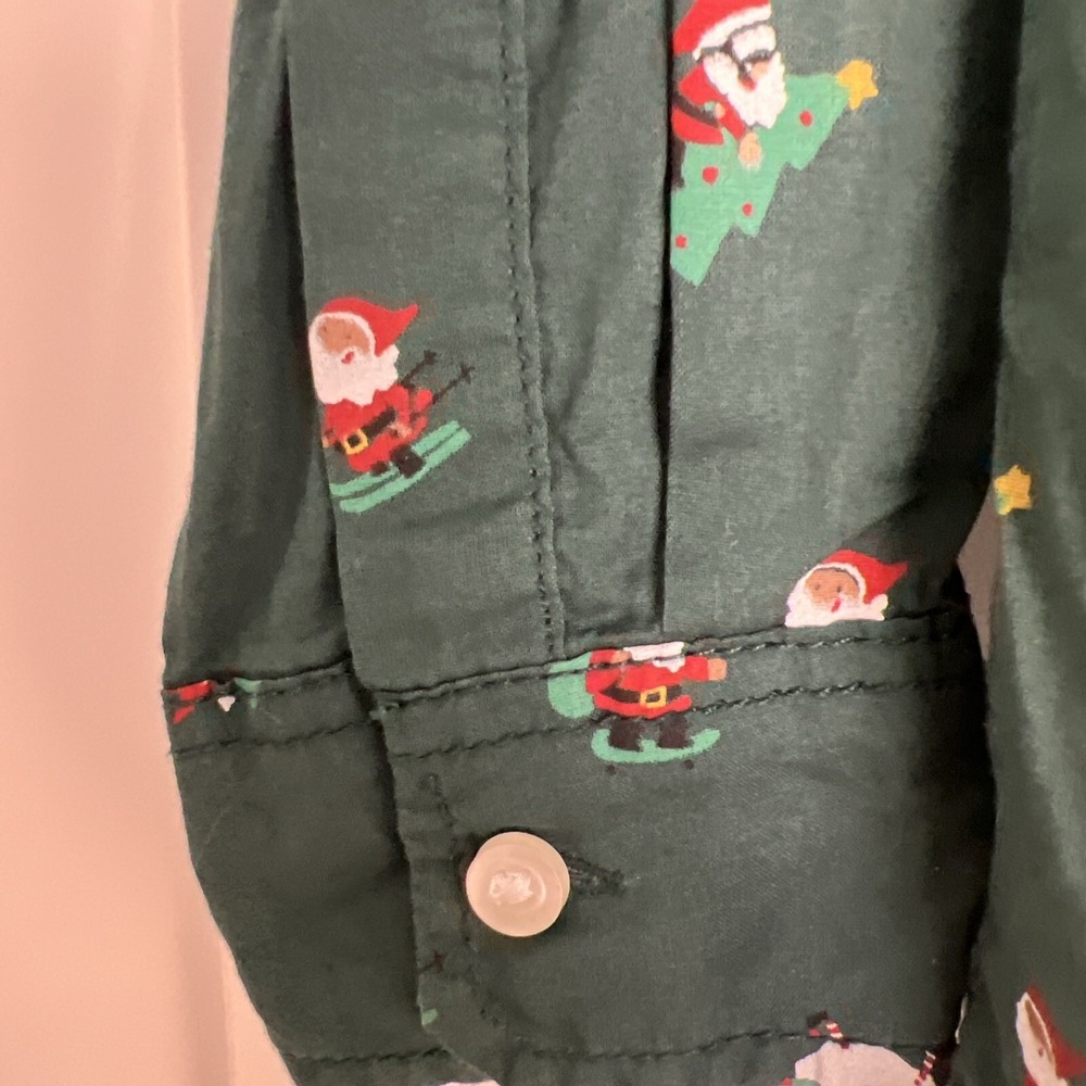 H & M 4-5 Y Christmas Holiday Button‎ Shirt Long Sleeves Santa Elves Candy Canes - Picture 6 of 6